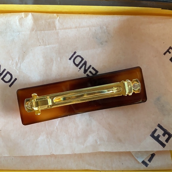Rare vintage Fendi FF Tortoise Barrette - Picture 3 of 5